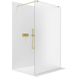 CERANO - Sprchová zástena Walk-in Onyx Duo Ľ/P - 8 mm - hranatá vzpera - zlatá, mliečne sklo - 60x200 (CER-8050BD1877)