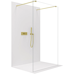 CERANO - Sprchová zástena Walk-in Onyx Duo Ľ/P - 8 mm - hranatá vzpera - zlatá, transparentné sklo - 50x200 (CER-8050BD1792)
