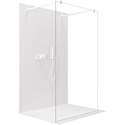 CERANO - Sprchová zástěna Walk-in Onyx Duo L/P - 8 mm - kulatá vzpěra - bílá matná, transparentní sklo - 50x200  (CER-8050BD2147)