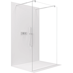 CERANO - Sprchová zástěna Walk-in Onyx Duo L/P - 8 mm - kulatá vzpěra - chrom, transparentní sklo - 50x200  (CER-8050BD2376)