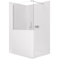 CERANO - Sprchová zástěna Walk-in Onyx Half Cube L/P - 8 mm - hranatá vzpěra - chrom, transparentní sklo - 80x100  (CER-978626)