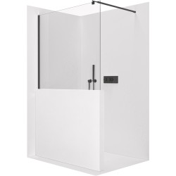 CERANO - Sprchová zástěna Walk-in Onyx Half Round L/P - 8 mm - kulatá vzpěra - černá matná, transparentní sklo - 120x100  (CER-681589)