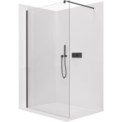 CERANO - Sprchová zástena Walk-in Onyx Round Ľ/P - 6 mm - čierna matná, transparentné sklo - 80x190 (CER-670882)
