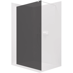 CERANO - Sprchová zástena Walk-in Onyx Round Ľ/P - 8 mm - guľatá vzpera - biela matná, grafitové sklo - 30x200 (CER-8050BD7938)