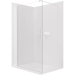 CERANO - Sprchová zástena Walk-in Onyx Round Ľ/P - 8 mm - guľatá vzpera - biela matná, transparentné sklo - 30x200 (CER-8050BD7942)
