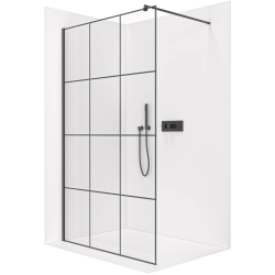 CERANO - Sprchová zástena Walk-in Onyx Round Ľ/P - 8 mm - guľatá vzpera - čierna matná, industriálne sklo - 90x200 (CER-482857)