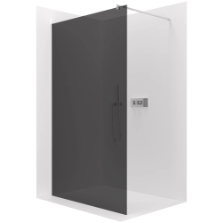CERANO - Sprchová zástena Walk-in Onyx Round Ľ/P - 8 mm - okrúhla vzpera - chróm, grafitové sklo - 30x200 (CER-8050BD7944)