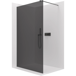 CERANO - Sprchová zástena Walk-in Onyx Round Ľ/P - 8 mm - okrúhla vzpera - čierna matná, grafitové sklo - 50x200 (CER-426397)