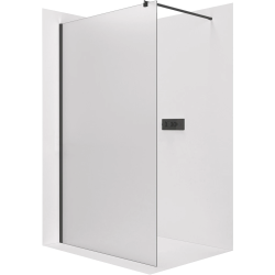 CERANO - Sprchová zástena Walk-in Onyx Round Ľ/P - 8 mm - okrúhla vzpera - čierna matná, mliečne sklo - 30x200 (CER-8050BD7935)