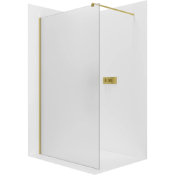 CERANO - Sprchová zástena Walk-in Onyx Round Ľ/P - 8 mm - okrúhla vzpera - zlatá, mliečne sklo - 30x200 (CER-8050BD7950)