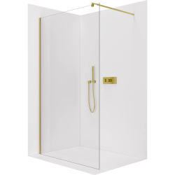 CERANO - Sprchová zástena Walk-in Onyx Round Ľ/P - 8 mm - okrúhla vzpera - zlatá, transparentné sklo - 30x200 (CER-8050BD7952)
