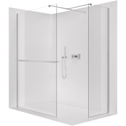 CERANO - Sprchová zástěna Walk-in Onyx T L/P - 10 mm - hranatá vzpěra + polička/držák na ručníky - chrom, transparentní sklo- 130x130x200  (CER-8050BD9879)