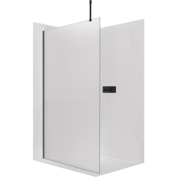 CERANO - Sprchová zástěna Walk-in Onyx Top Cube L/P - 8 mm - hranatá vzpěra - černá matná, mléčné sklo - 60x200  (CER-8050BD7015)