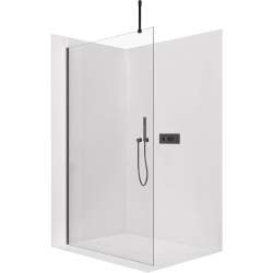 CERANO - Sprchová zástěna Walk-in Onyx Top Cube L/P - 8 mm - hranatá vzpěra - černá matná, transparentní sklo - 30x200  (CER-DY101B-50-206)