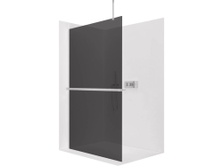 CERANO - Sprchová zástěna Walk-in Onyx Top Round L/P - 10 mm - kulatá vzpěra + polička/držák na ručníky - chrom, grafitové sklo - 160x200  (CER-8050BD785919)