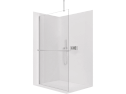 CERANO - Sprchová zástěna Walk-in Onyx Top Round L/P - 10 mm - kulatá vzpěra + polička/držák na ručníky - chrom, transparentní sklo - 130x200  (CER-8050BD785924)