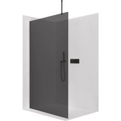 CERANO - Sprchová zástěna Walk-in Onyx Top Round L/P - 8 mm - kulatá vzpěra - černá matná, grafitové sklo - 30x200  (CER-8050BD71972)