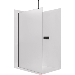 CERANO - Sprchová zástěna Walk-in Onyx Top Round L/P - 8 mm - kulatá vzpěra - černá matná, mléčné sklo - 30x200  (CER-8050BD71974)