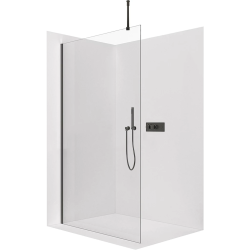 CERANO - Sprchová zástěna Walk-in Onyx Top Round L/P - 8 mm - kulatá vzpěra - černá matná, transparentní sklo - 40x200  (CER-DY101B-60-207)