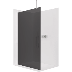 CERANO - Sprchová zástěna Walk-in Onyx Top Round L/P - 8 mm - kulatá vzpěra - chrom, grafitové sklo - 30x200  (CER-8050BD71976)