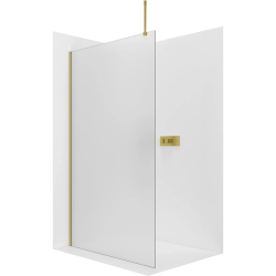 CERANO - Sprchová zástěna Walk-in Onyx Top Round L/P - 8 mm - kulatá vzpěra - zlatá, mléčné sklo - 30x200  (CER-8050BD71982)