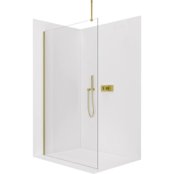 CERANO - Sprchová zástěna Walk-in Onyx Top Round L/P - 8 mm - kulatá vzpěra - zlatá, transparentní sklo - 50x200  (CER-8050BD1456)
