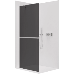CERANO - Sprchová zástěna Walk-in Onyx Y L/P - 10 mm + polička/držák na ručníky - chrom, grafitové sklo - 110x200  (CER-8050BD8657)