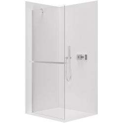 CERANO - Sprchová zástěna Walk-in Onyx Y L/P - 10 mm + polička/držák na ručníky - chrom, transparentní sklo - 130x200  (CER-8050BD8647)