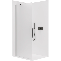 CERANO - Sprchová zástena Walk-in Onyx YL/P - 8 mm - okrúhla vzpera - čierna matná, mliečne sklo - 30x200 (CER-8050BD71936)