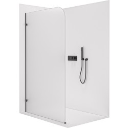 CERANO - Sprchová zástena Walk-in Orbis - Ľavá - 8 mm - čierna matná, mliečne sklo - 70x200 (CER-682141)
