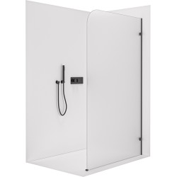 CERANO - Sprchová zástena Walk-in Orbis - Pravá - 8 mm - čierna matná, mliečne sklo - 70x200 (CER-999920)