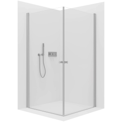 CERANO - Sprchovací kút Antelo Duo Ľ/P - 6 mm - chróm, transparentné sklo - 100x90x190 - otočný (CER-480412)
