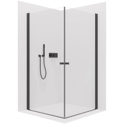 CERANO - Sprchovací kút Antelo Duo L/P - 6 mm - čierna matná, transparentné sklo - 110x90x190 - otočný (CER-482368)
