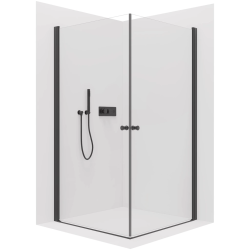 CERANO - Sprchovací kút Antelo Duo Ľ/P - 6 mm - čierna matná, transparentné sklo - 90x80x190 - otočný (CER-480397)