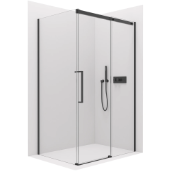 CERANO - Sprchovací kút Lantono L/P - 8 mm - Soft-Close - čierna matná, transparentné sklo - 100x70x195 - posuvný (CER-432947)