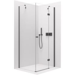 CERANO - Sprchovací kút Marino L/P - 6 mm - čierna matná, transparentné sklo - 90x80x190 - pántový (CER-422856)