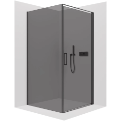 CERANO - Sprchovací kút Porte Ľ/P - 8 mm - čierna matná, grafitové sklo - 90x90x195 - otočný (CER-8050BD7495)