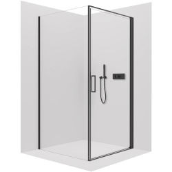 CERANO - Sprchovací kút Porte Ľ/P - 8 mm - čierna matná, transparentné sklo - 80x70x195 - otočný (CER-413546)