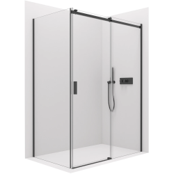 CERANO - Sprchovací kút Santoro Ľ/P - 6 mm - čierna matná, transparentné sklo - 100x100x195 - posuvný (CER-431479)