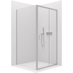 CERANO - Sprchovací kút Varone LINE Ľ/P - 6 mm - chróm, transparentné sklo - 100x100x195 - posuvný (CER-DY505-90-196)