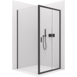 CERANO - Sprchovací kút Varone LINE Ľ/P - 6 mm - čierna matná, transparentné sklo - 100x100x195 - posuvný (CER-DY505B-90-196)