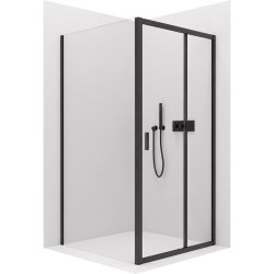CERANO - Sprchovací kút Varone LINE Ľ/P - 6 mm - čierna matná, transparentné sklo - 90x70x195 - posuvný (CER-DY505B-9091)