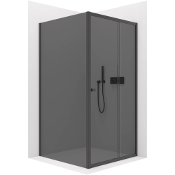 CERANO - Sprchovací kút Varone POINT Ľ/P - 6 mm - čierna matná, grafitové sklo - 100x70x195 - posuvný (CER-429571)