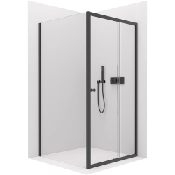 CERANO - Sprchovací kút Varone POINT Ľ/P - 6 mm - čierna matná, transparentné sklo - 90x90x195 - posuvný (CER-DY505B-9090)