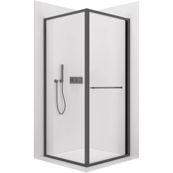 CERANO - Sprchovací kút Versaro L/P - 6 mm - čierna matná, transparentné sklo - 80x80 - zasúvacia (CER-8050BD80282)