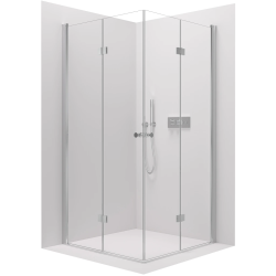 CERANO - Sprchovací kút Volpe Duo Ľ/P - 6 mm - chróm, transparentné sklo - 80x70x190 - zalamovacie (CER-480178)
