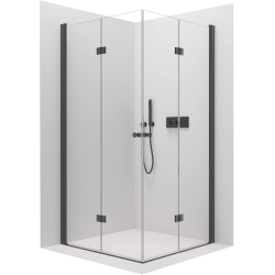 CERANO - Sprchovací kút Volpe Duo Ľ/P - 6 mm - čierna matná, transparentné sklo - 100x60x190 - zalamovacia (CER-480160)