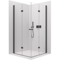 CERANO - Sprchovací kút Volpe Duo Ľ/P - 6 mm - čierna matná, transparentné sklo - 60x70x190 - zalamovacia (CER-056936)