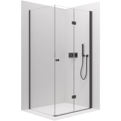 CERANO - Sprchovací kút Volpe L/P - 6 mm - čierna matná, transparentné sklo - 60x100x190 - zalamovacia (CER-427291)