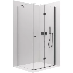 CERANO - Sprchovací kút Volpe L/P - 6 mm - čierna matná, transparentné sklo - 90x90x190 - zalamovacia (CER-427333)